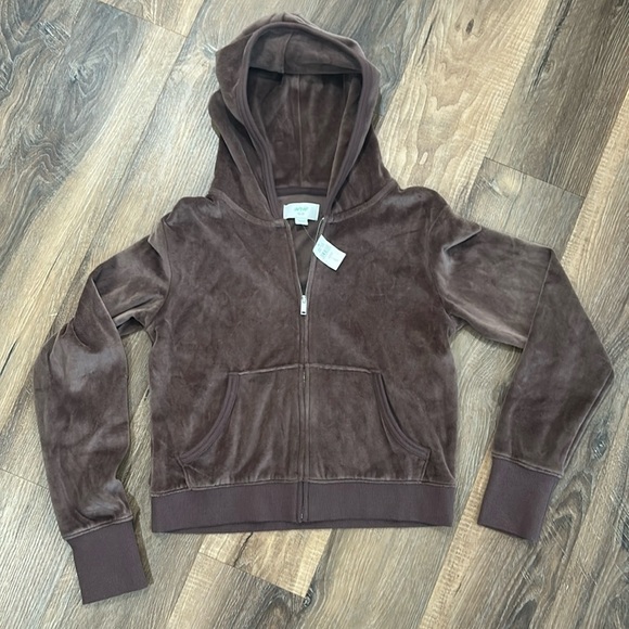 Aerie NWT cropped style jacket zip up jacket brown with pockets 78% cotton - Picture 1 of 15